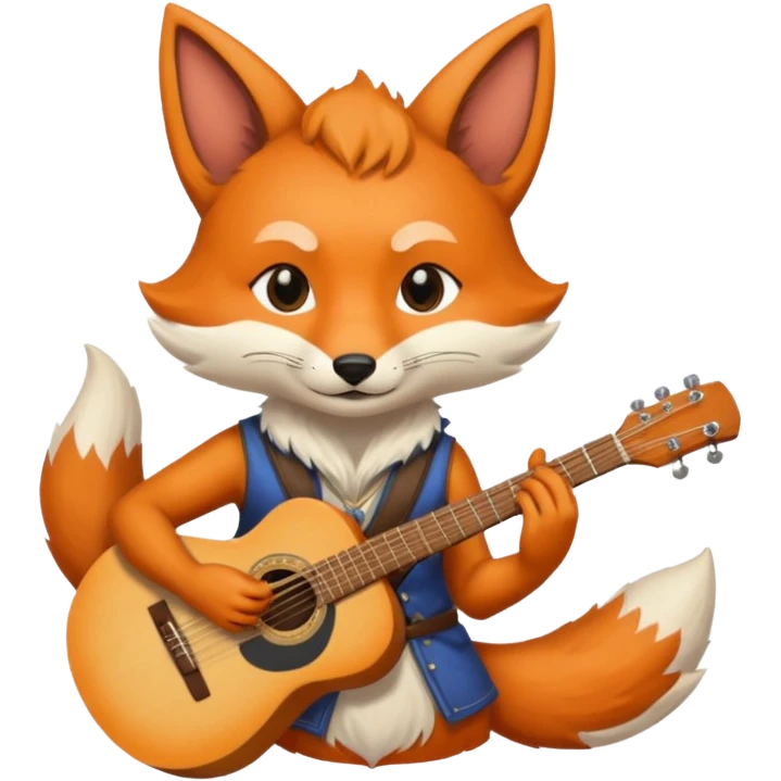 Kitsune with a nose ring playing a guitar emoji