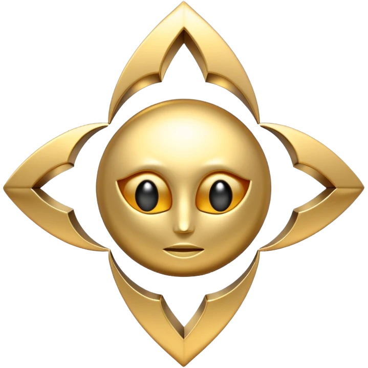 abstract amulet emoji, liquid metal form, symmetrical design, mystical futuristic 3D icon, isolated on white emoji