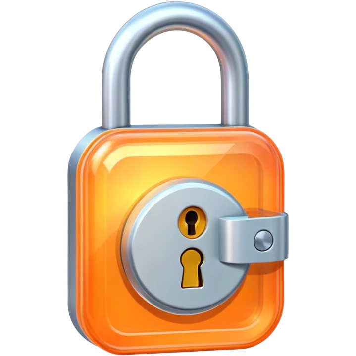 Holographic and glassmorphic light orange lock emoji