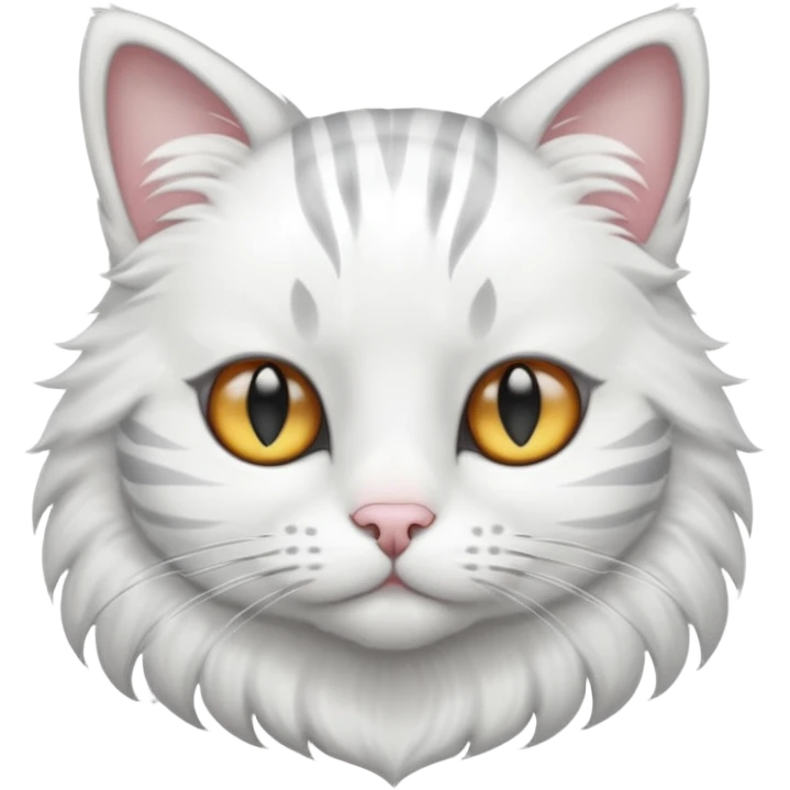 White cat with silver stripes on the head and 2 silver pathes on the side emoji