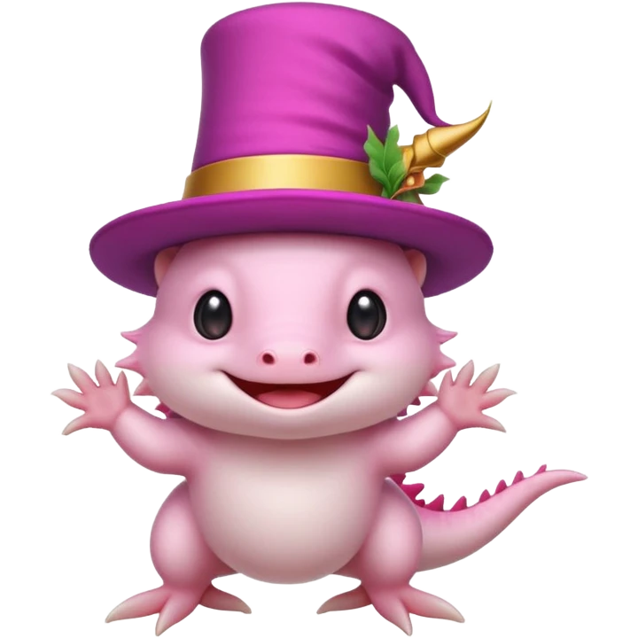white axolotl with magician hat emoji