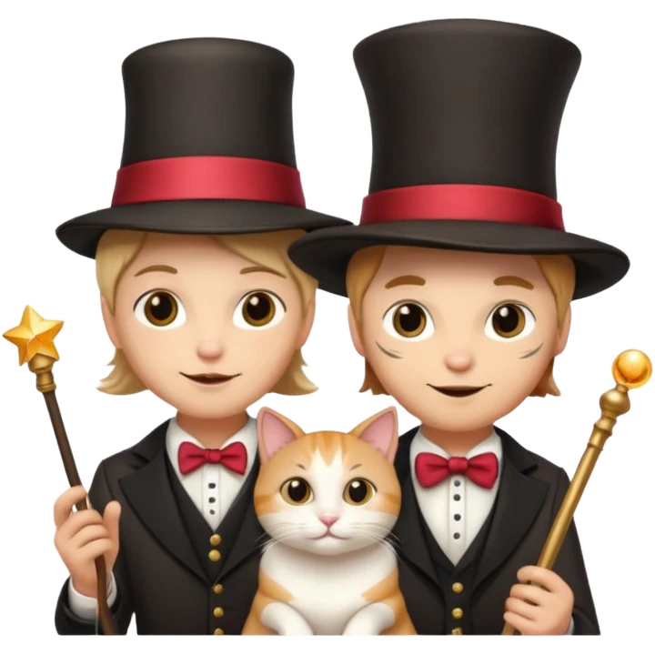 magician couple and their pet cat emoji