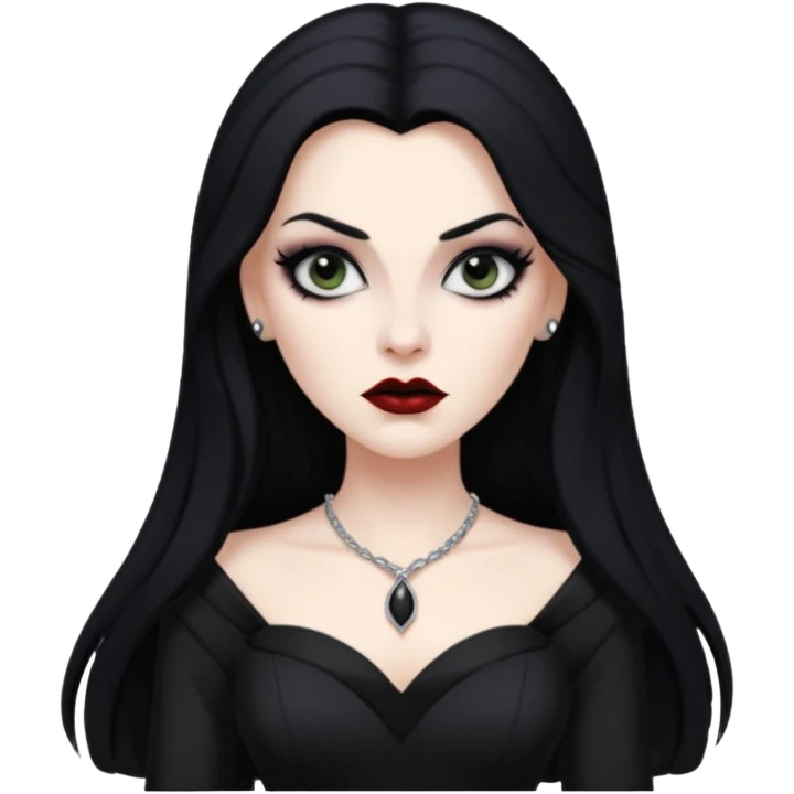Vampira with long black hair emoji