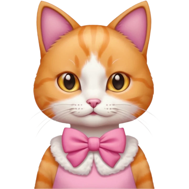 ی کاغذ دست گربه ای که پاپیون صورتی رو سرشه و لباس صورتی تنشه و گربه نارنجی سفید باشه emoji