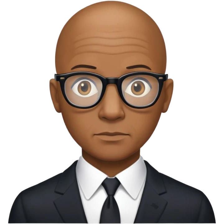 Bald black man with glasses James Bond emoji