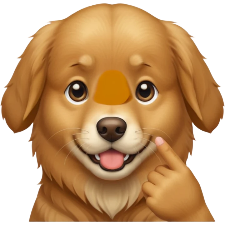 Dog that has a finger on mouth like a hand that indicates to shut up emoji