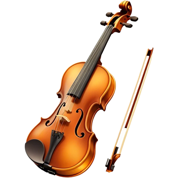 Cinematic Realistic Violin, rich polished wood with delicate curves, taut strings reflecting warm golden light, fine dust particles catching the glow, intricate f-holes adding elegance, glowing with an air of timeless beauty and musical soul. emoji