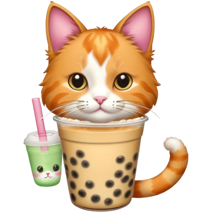 cat with bubble tea emoji