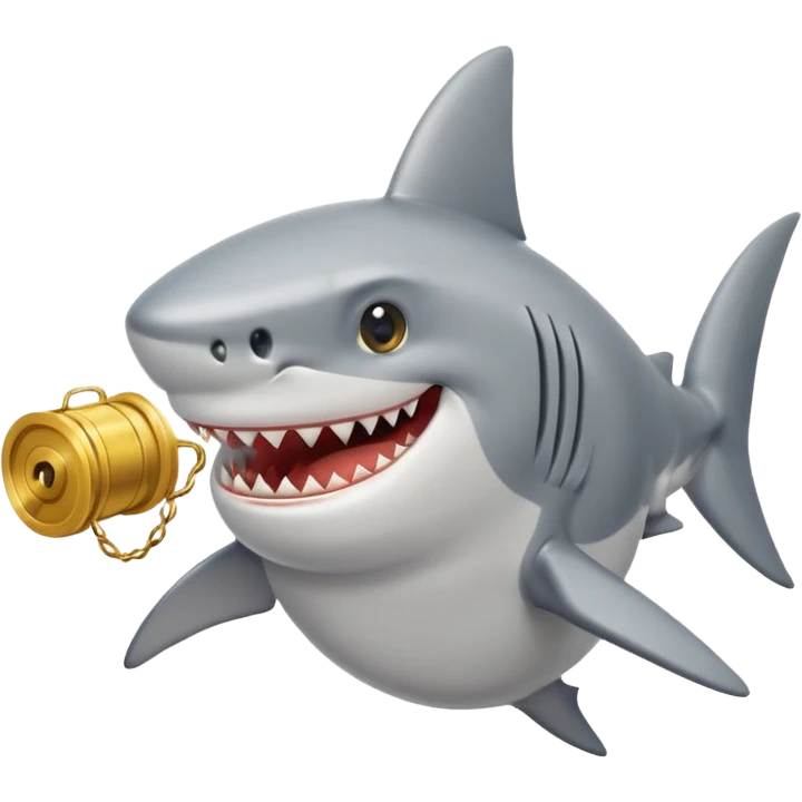 Shark wearing a shirt with reeling in gold memories emoji