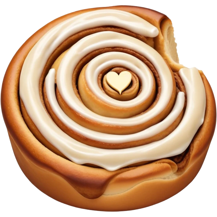 side view cinnamon roll with a heart cut out emoji