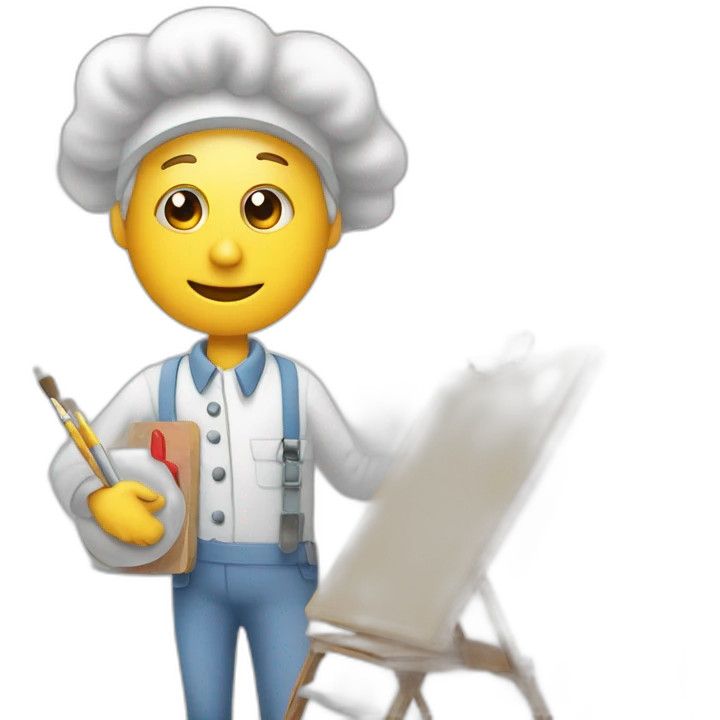 A painter holds a drawing board in one hand and a brain in the other emoji