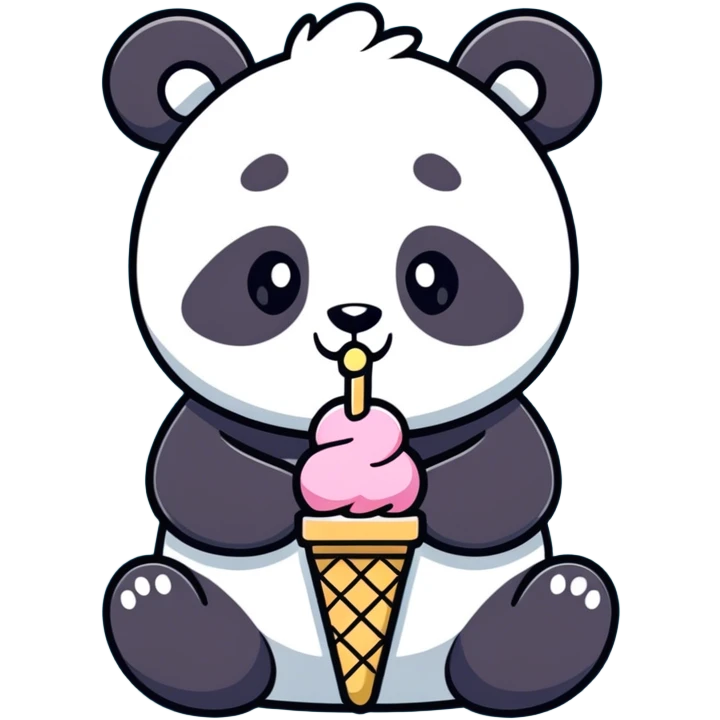 panda eating ice cream  emoji