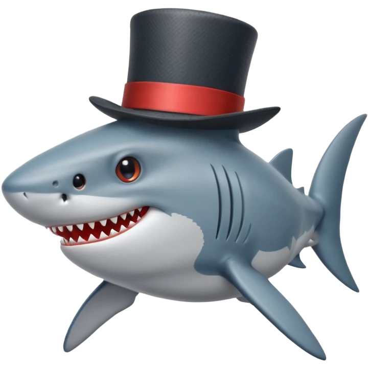 Shark with a top hat emoji