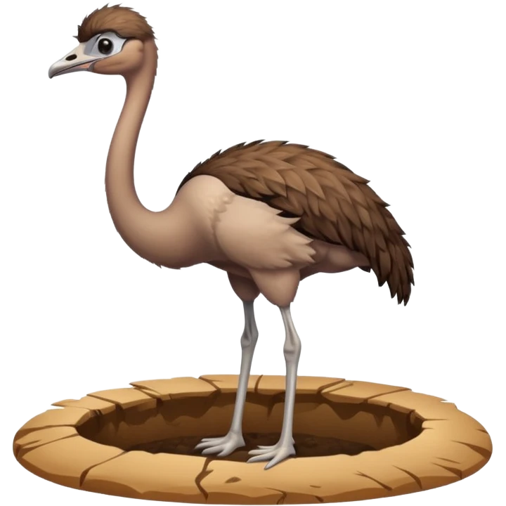 Ostrich with it's head inside a hole in the ground only it's body and neck visible emoji