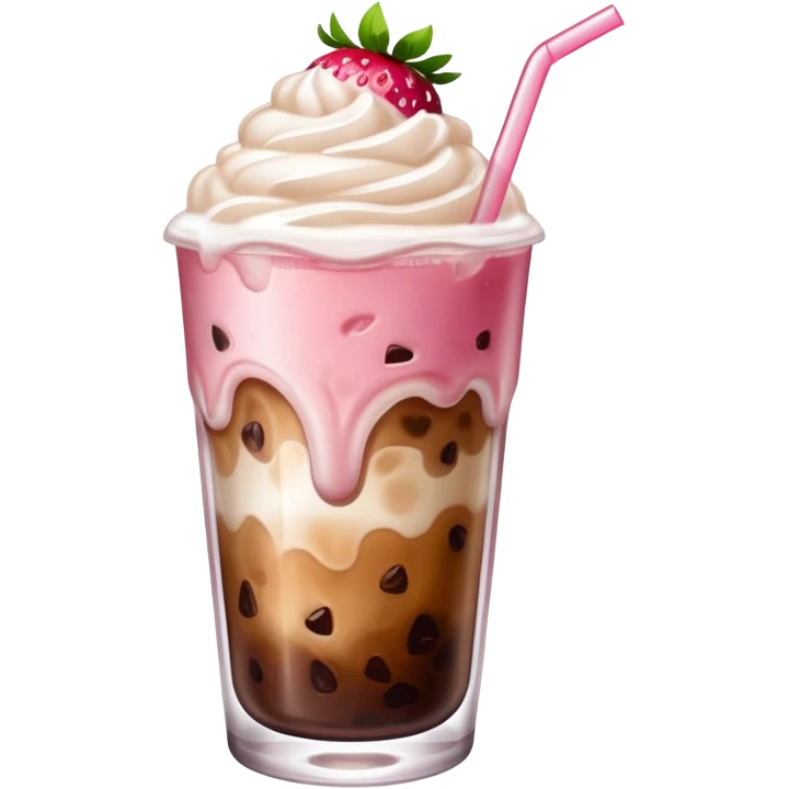 Iced coffee with strawberry cold foam  emoji