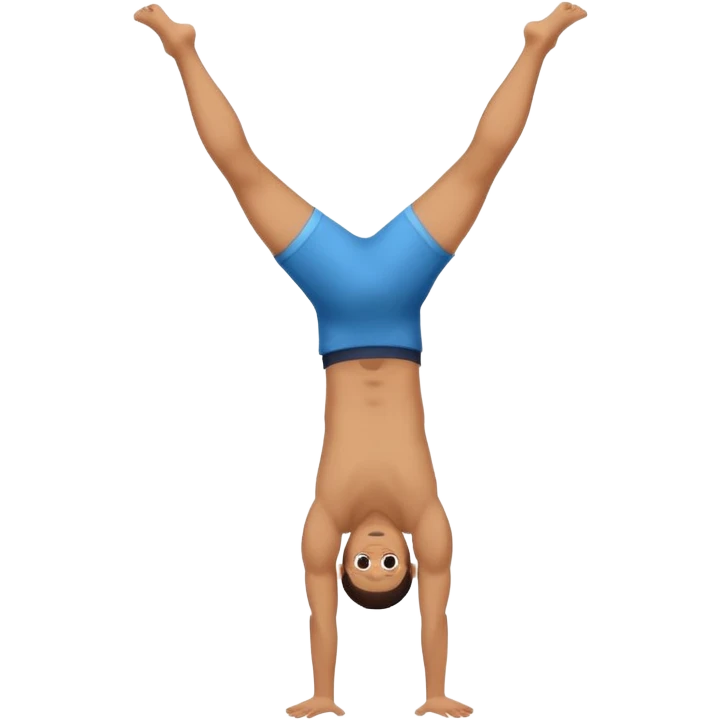 man doing a handstand, playful expression emoji