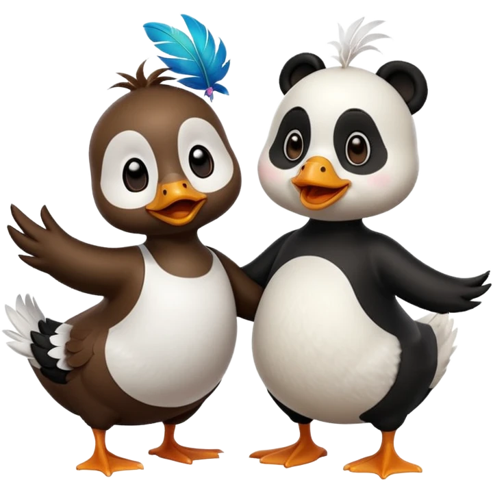 duck dancing with panda emoji