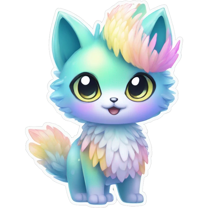Shiny Shy Cool Sparkly Colorful Pastel beautiful fantasy Kawaii Ethereal Sona Fakemon-animal Full Body emoji