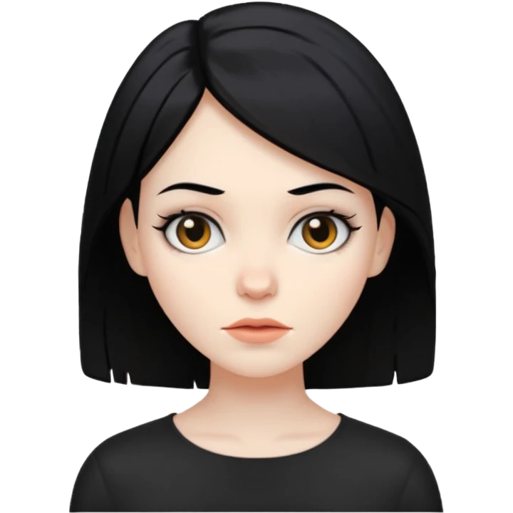 white woman with choppy black hair emoji