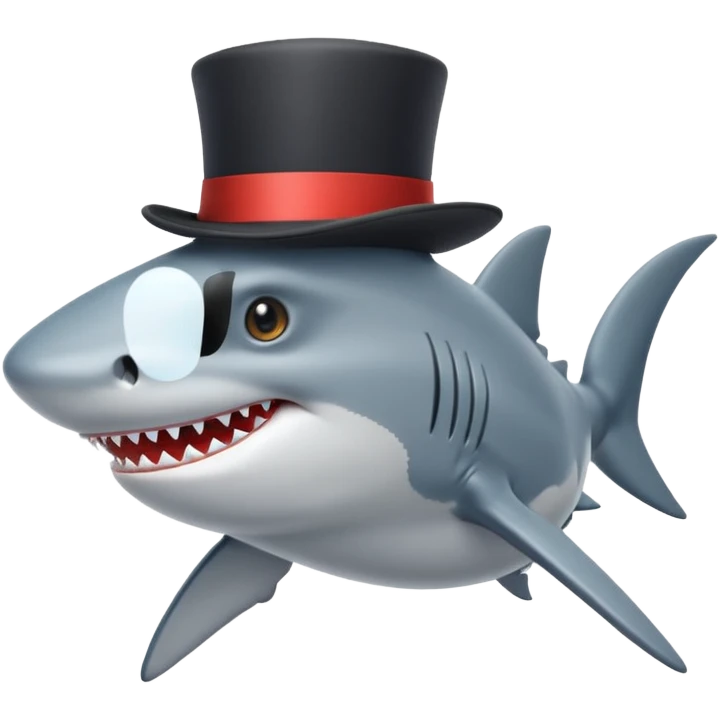 Shark with a top hat emoji