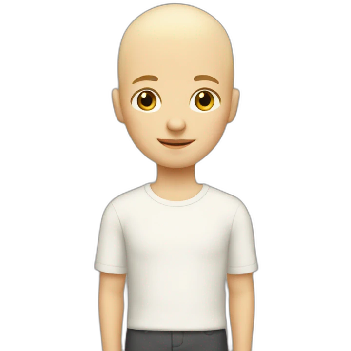 Bald boy looks 13.  Blond.  Hair half bald emoji