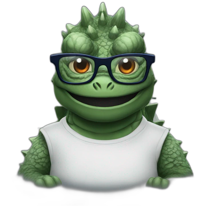 A Godzilla with glasses emoji