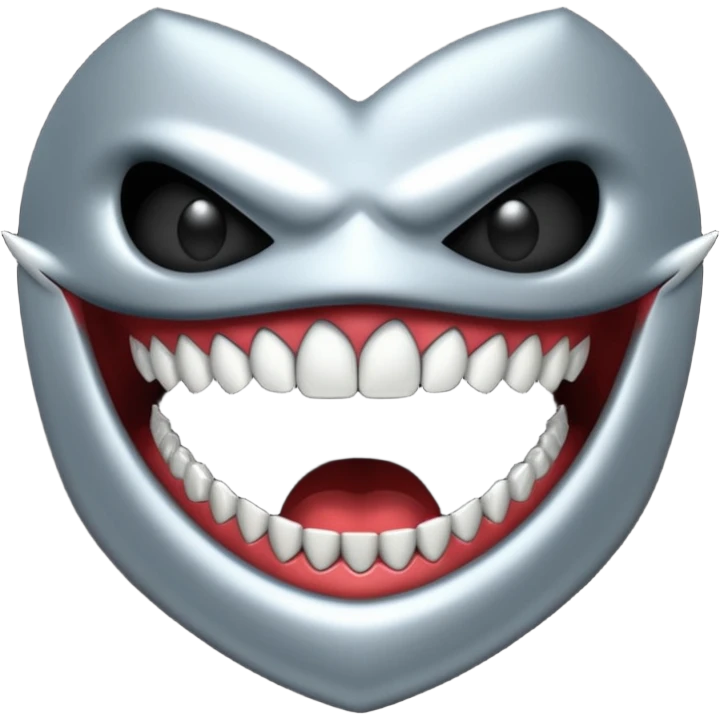 metallic teeth with sharp fangs, chrome texture, dark shadows emoji