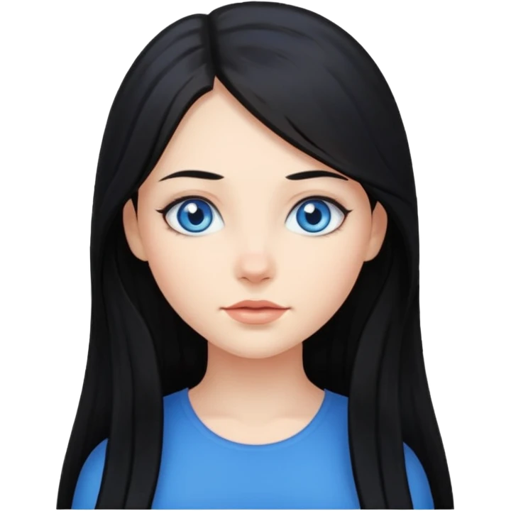fille cheveux long et noir, yeux bleu emoji