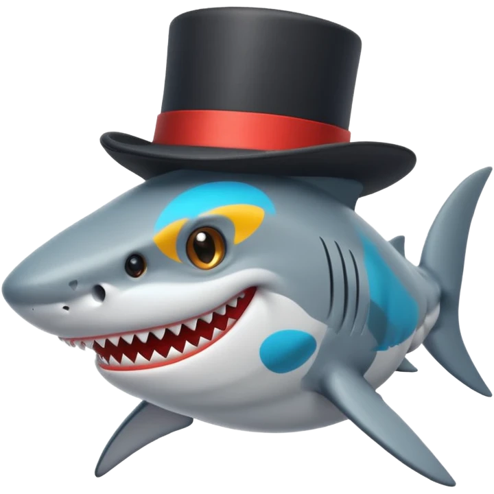 Shark with a top hat emoji