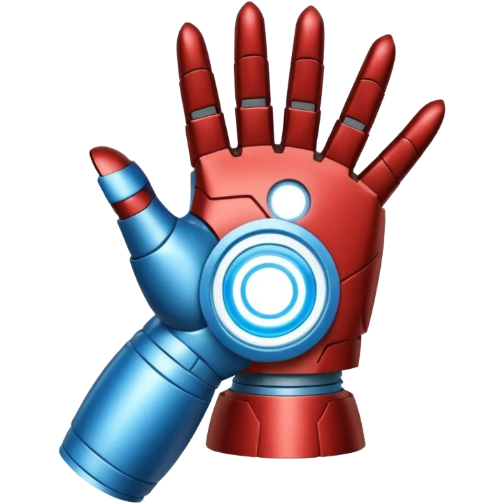 Iron Man hand blaster emoji, palm facing out, blue repulsor, apple ...