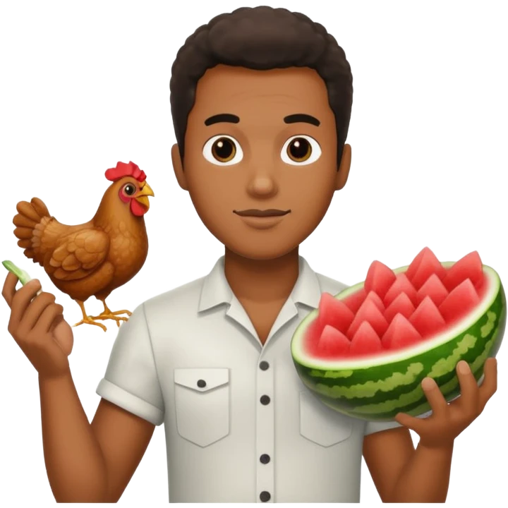 Black guy holding friend chicken and watermelon emoji