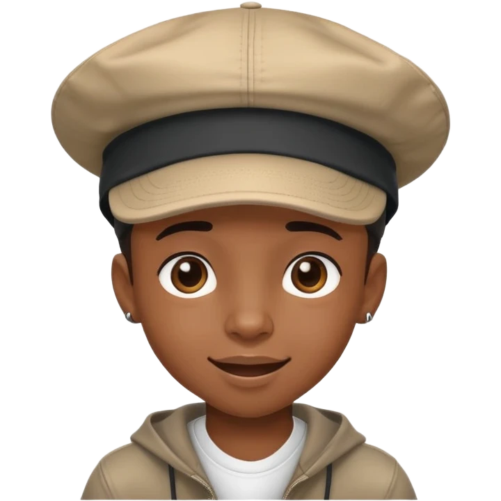 black kid with a hiphop hat, cheerful expression emoji
