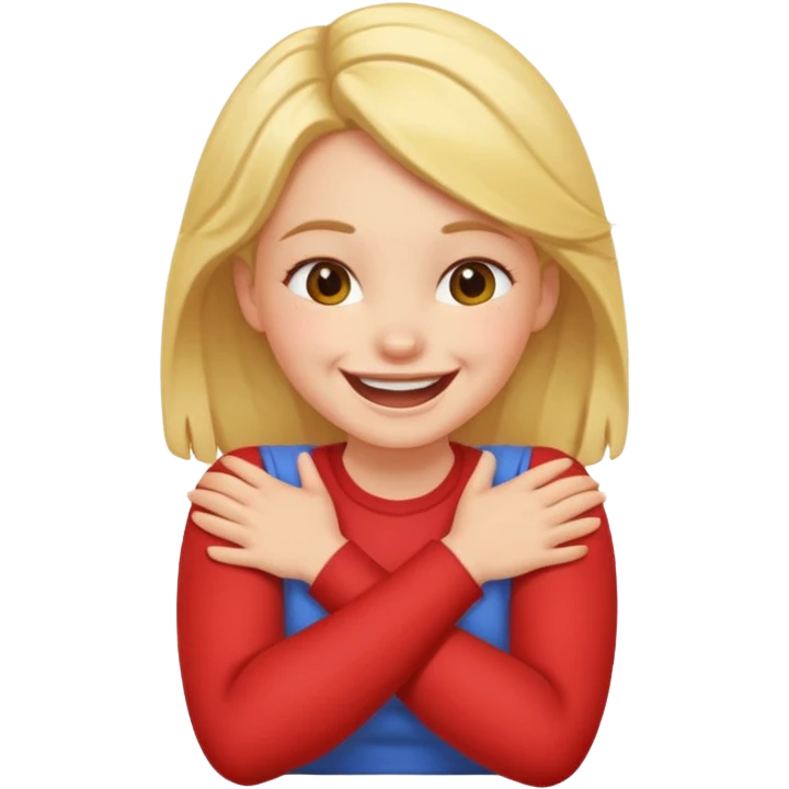 Arms crossed holding neck laughing girl emoji