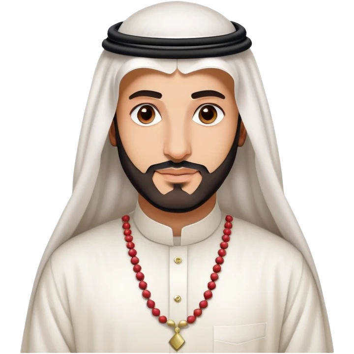 Mohammed bin Salman portrait, young Saudi leader with slight beard wearing formal Saudi thobe and ghutra emoji