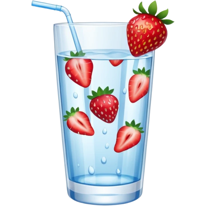 glass of water with strawberry slices emoji