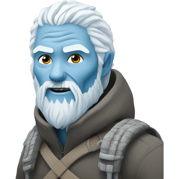 A whitewalker from Game of Thrones hiking up a mountain. emoji