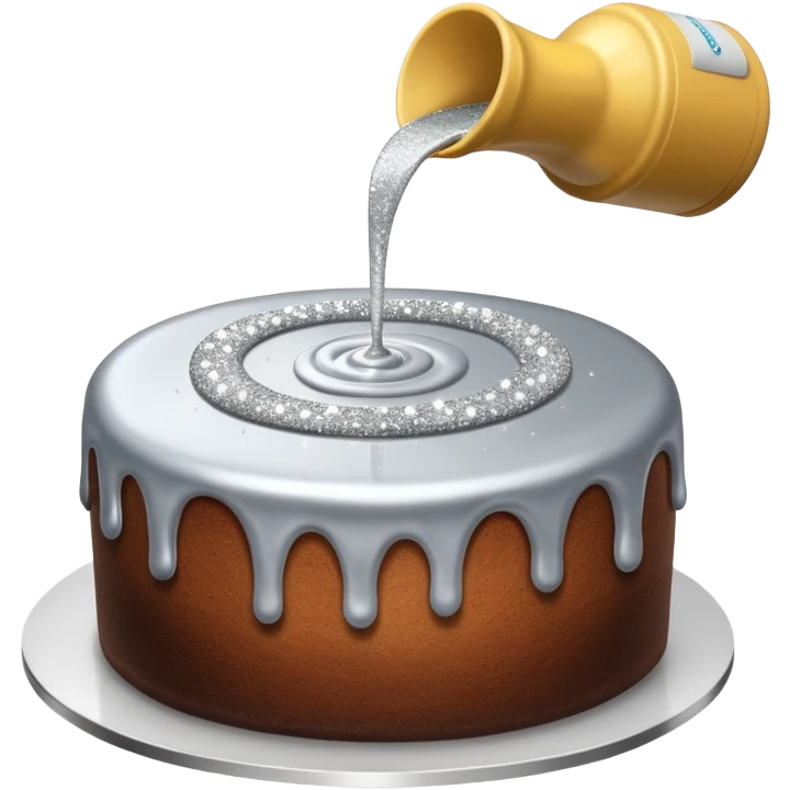 siler glitter being poured onto a cake  emoji