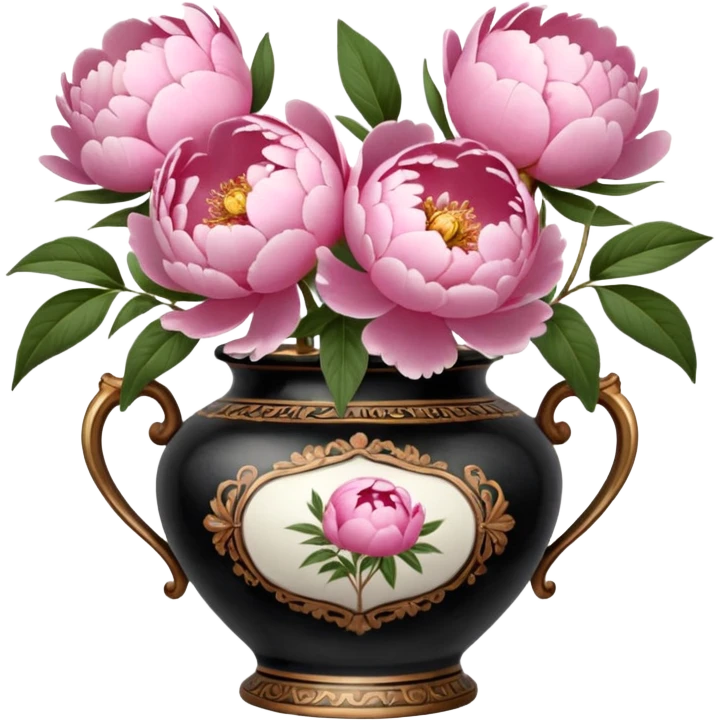 Pink peonies in a vintage vase emoji