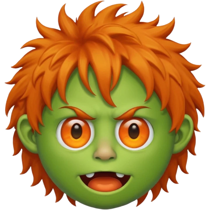 green monster with orange nose and orange hair emoji