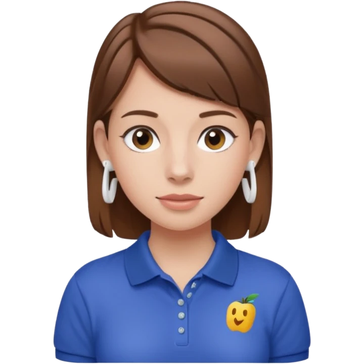 Girl with brown hair with airpods wearing a wegmans polo emoji