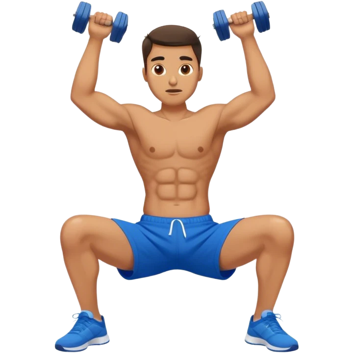 side-view of guy in blue shorts doing decline crunches emoji