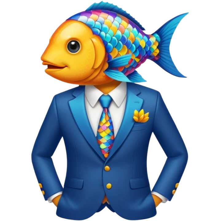 fish wearing suit emoji