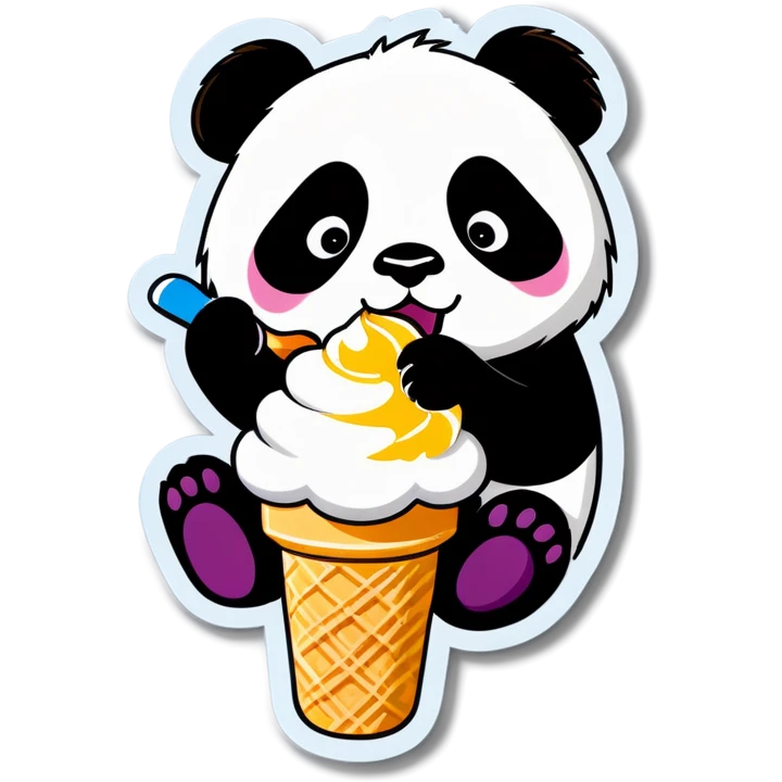 Panda eating ice cream emoji