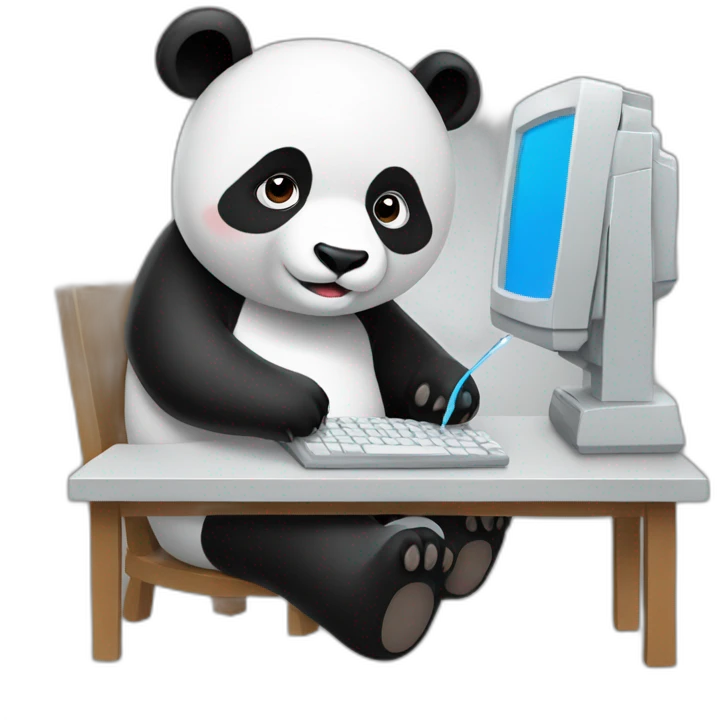 panda writing on a computer emoji
