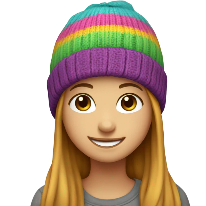 smiling girls with beanie hats emoji
