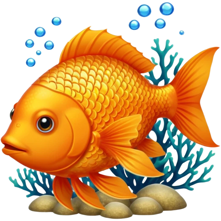 Bit gold orange fish taken from an old game, it has to swim in the water, it has to be 3D and have depth emoji