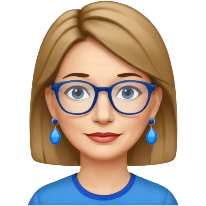 signora 50 anni con occhiali e orecchini azzurri emoji
