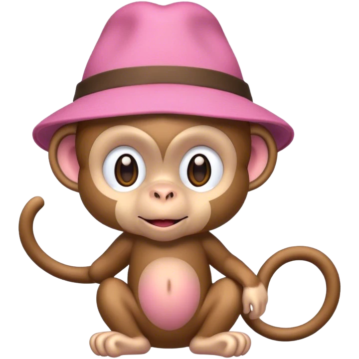 Pink monkey with brown hat emoji