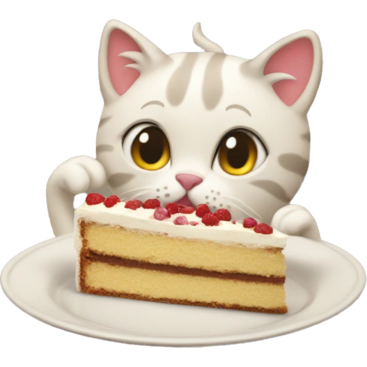 Cat eating cake emoji