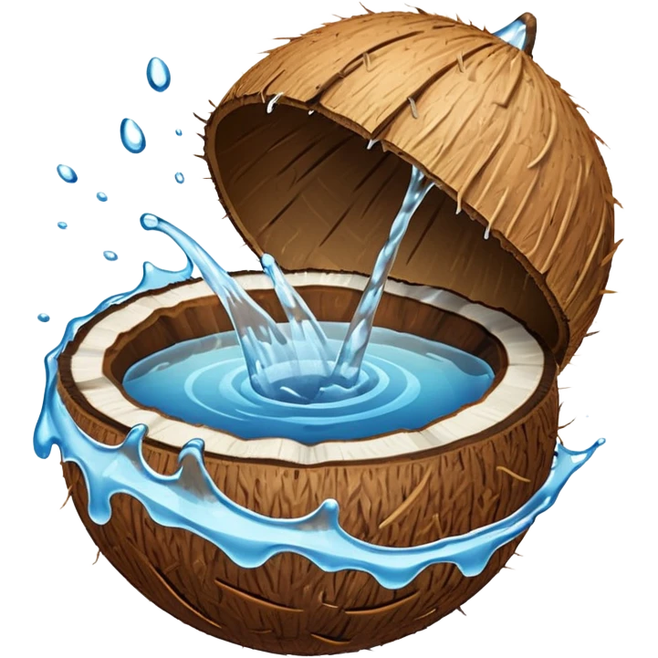 a coconut, with water splashing on it emoji